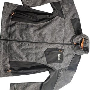 NRA Jacket Mens XL Gray Black Softshell Full Zip Lined Outdoor Pockets Hunting